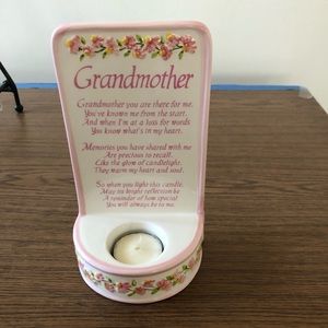 COPY - Grandma Love Memories Poem Flowers Candle Holder